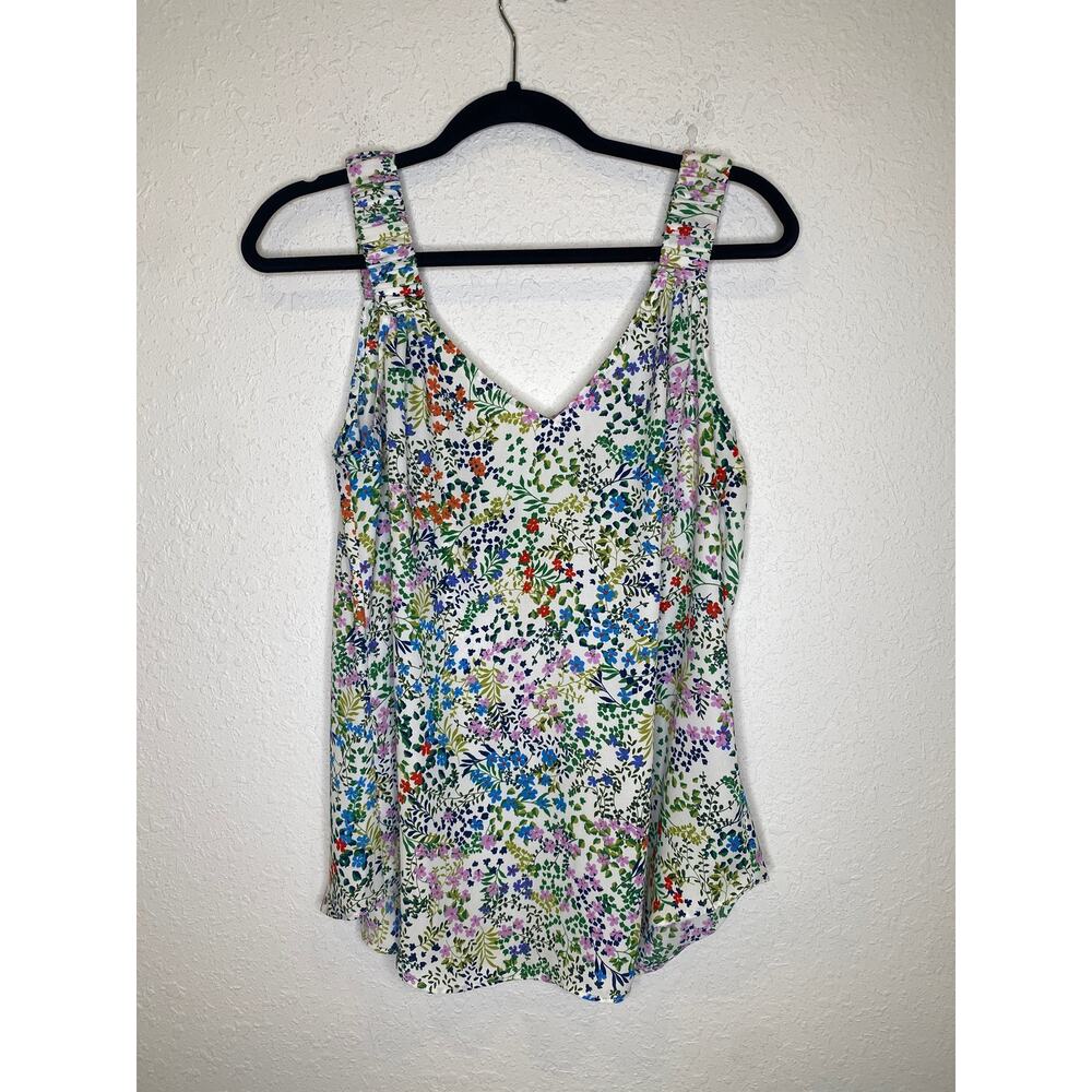 Cabi Floral Rotation Sleeveless Tank Top V-Neck EUC Sz S Polyester Multicolored
